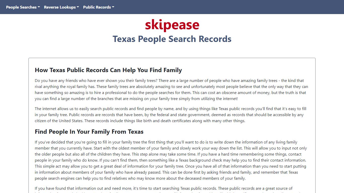 Texas People Search Records & People Finder | Skipease